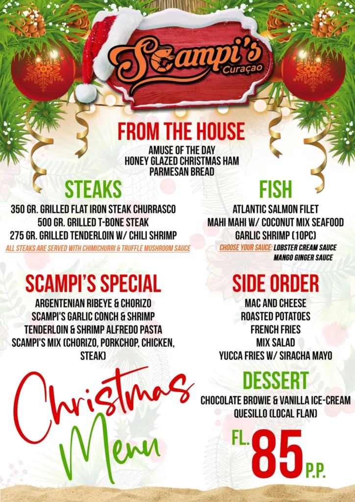 Scampi's Christmas Menus and Buffet KPasa Curaçao